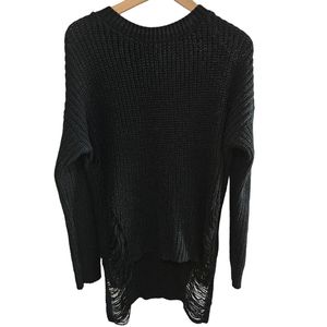 Cleo Apparel Women's Disstressed High-Low Pullover Sweater